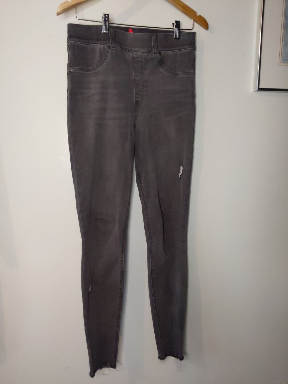 SPANX Pull-On Jeggings Women's M/M Tall Gray Raw Hem Skinny Stretch Pants